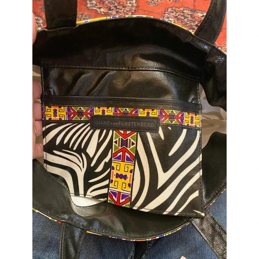 Diane von Furstenberg‎ DVF Zebra & Tribal Print Beach Tote - Coated Canvas Large